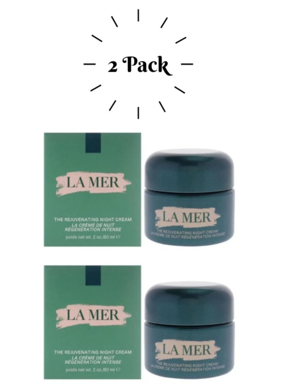 La Mer The Rejuvenating Night Cream Women's Intense Hydration 2 Fl Oz (2-Pack)